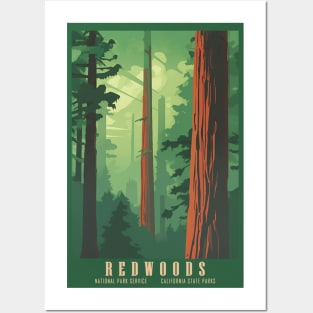 Redwoods Vintage Travel Poster Posters and Art